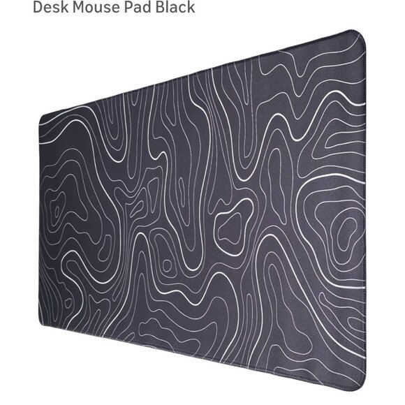 Gaming Mouse Pad Large 23.6 x 11.8in Topographic Keyboard Non Slip Desk Pad Blac - Picture 1 of 7